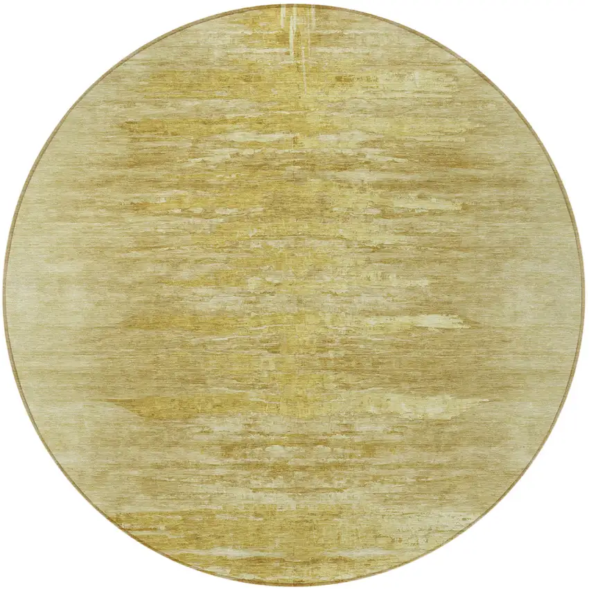 8' Gold And Wheat Round Abstract Washable Indoor Outdoor Area Rug Photo 5
