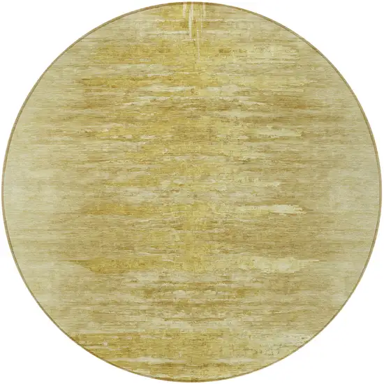 8' Gold And Wheat Round Abstract Washable Indoor Outdoor Area Rug Photo 5