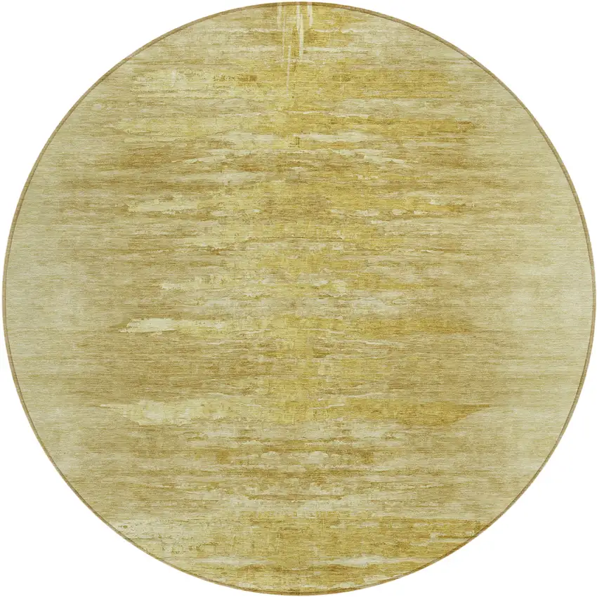8' Gold And Wheat Round Abstract Washable Indoor Outdoor Area Rug Photo 2