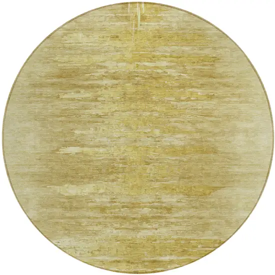 8' Gold And Wheat Round Abstract Washable Indoor Outdoor Area Rug Photo 2