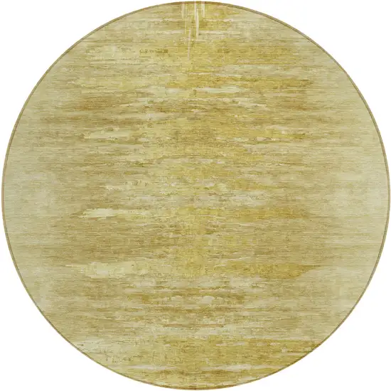 8' Gold And Wheat Round Abstract Washable Indoor Outdoor Area Rug Photo 2