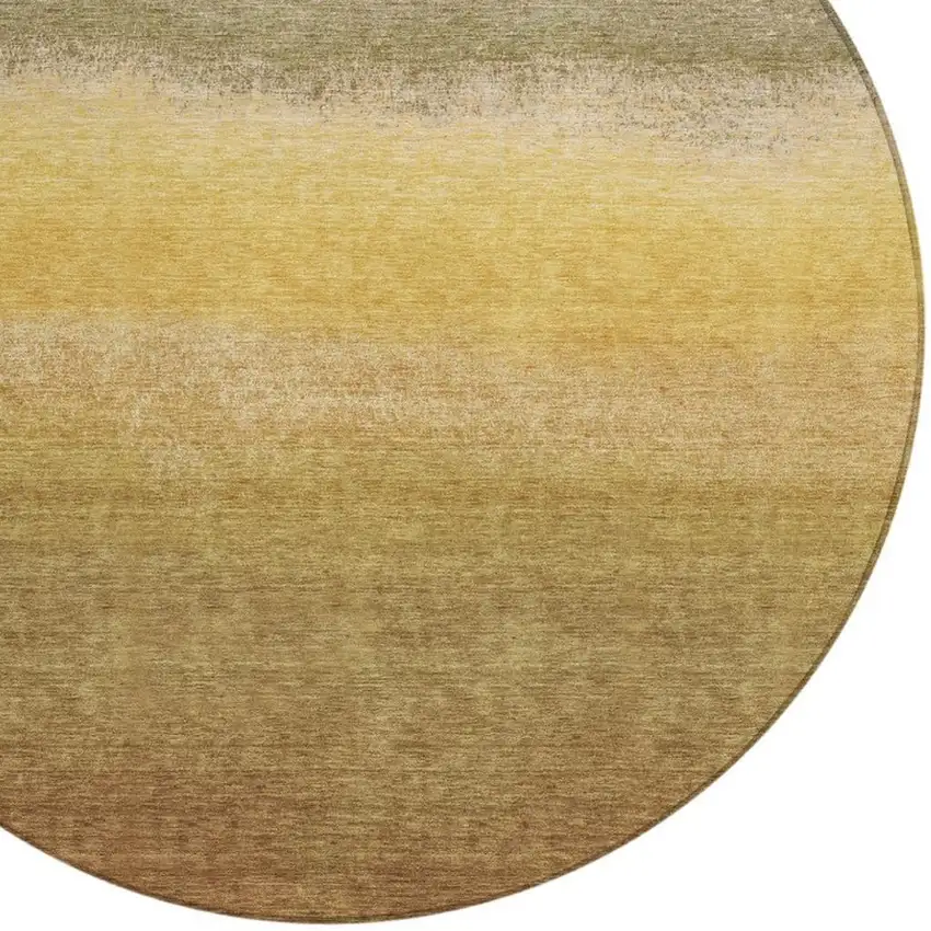 8' Gold And Wheat Round Ombre Washable Indoor Outdoor Area Rug Photo 8