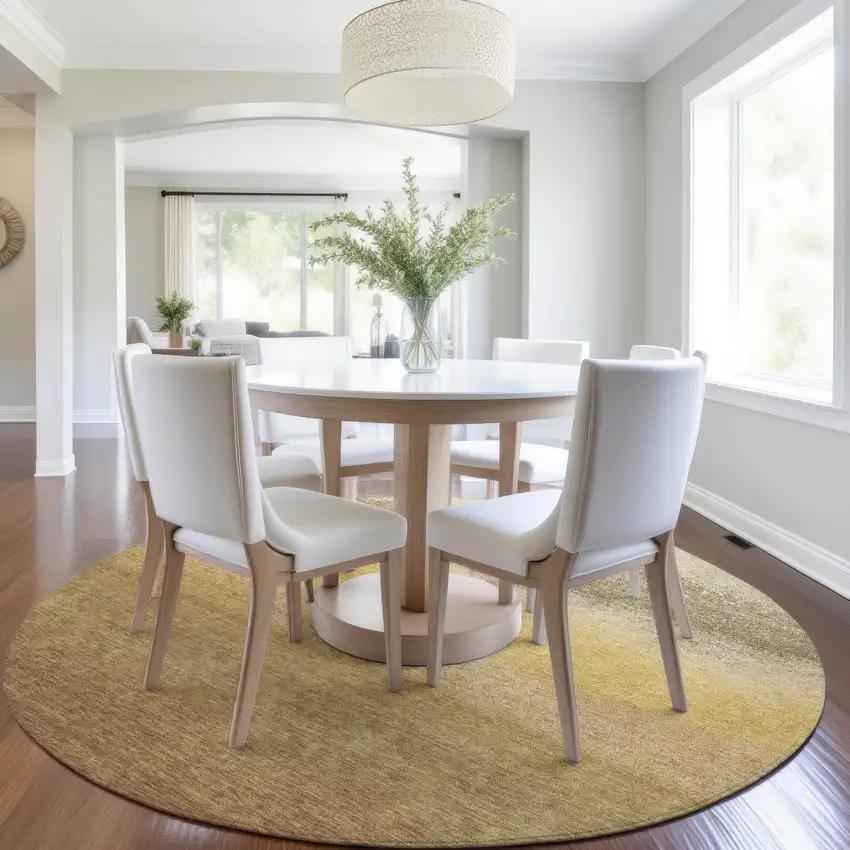 8' Gold And Wheat Round Ombre Washable Indoor Outdoor Area Rug Photo 6