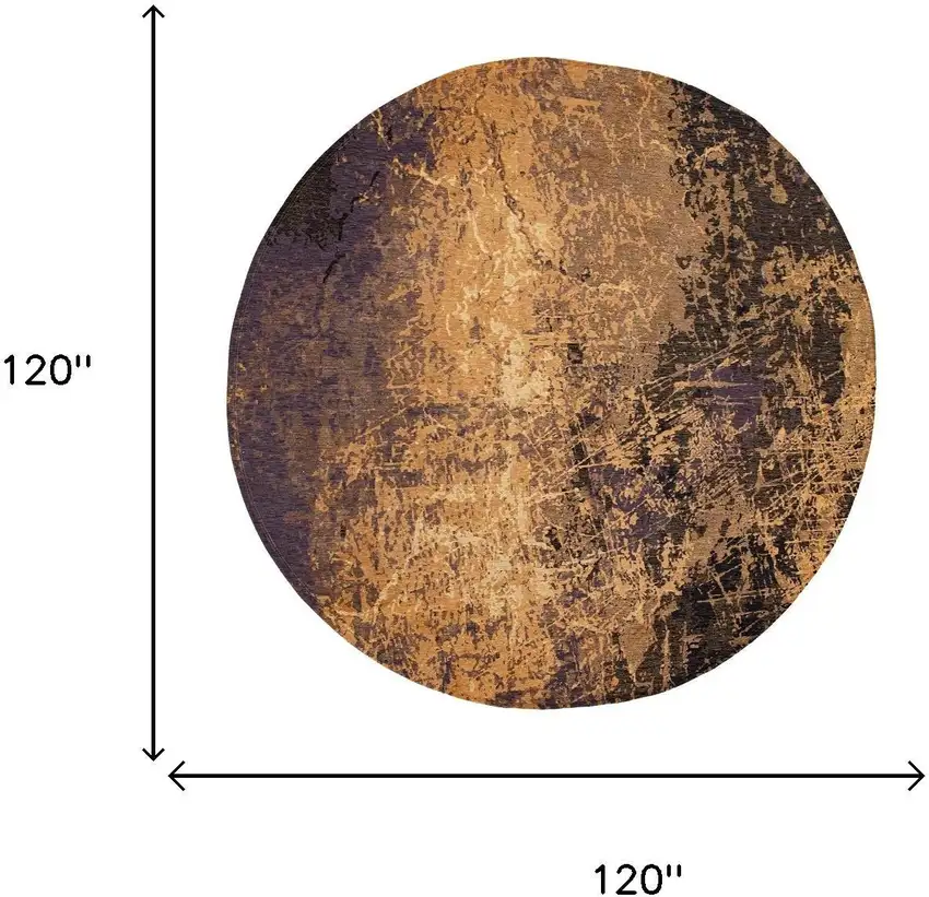 10' Gold And White Abstract Washable Round Rug With UV Protection Photo 5