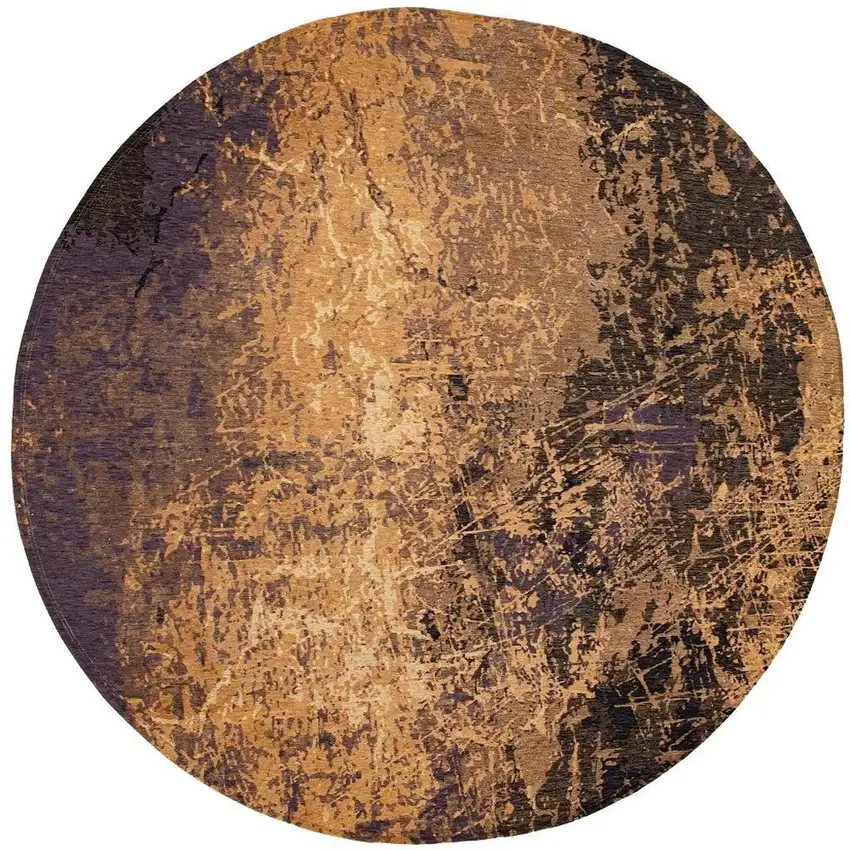 10' Gold And White Abstract Washable Round Rug With UV Protection Photo 4