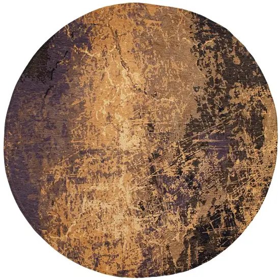 10' Gold And White Abstract Washable Round Rug With UV Protection Photo 3