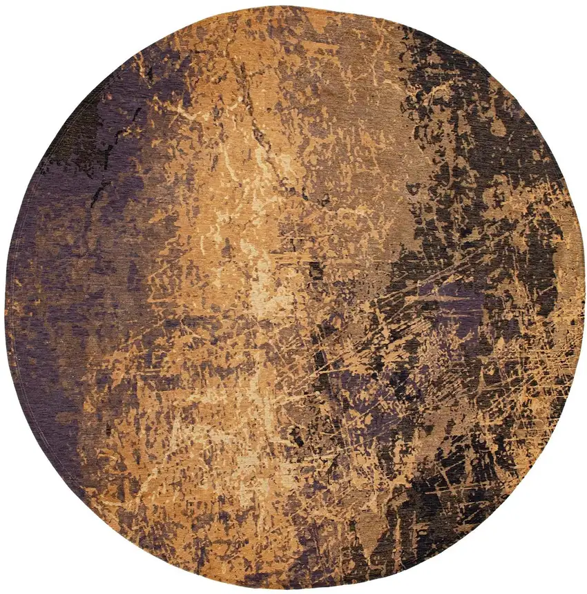 10' Gold And White Abstract Washable Round Rug With UV Protection Photo 3