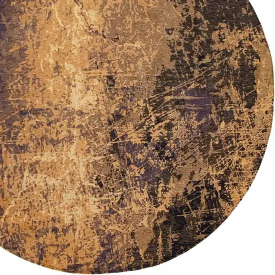 10' Gold And White Abstract Washable Round Rug With UV Protection Photo 2