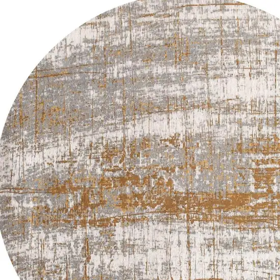 10' Gold And White Abstract Washable Round Rug With UV Protection Photo 2