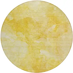 Photo of 8' Gold And Yellow Round Nautical Washable Indoor Outdoor Area Rug