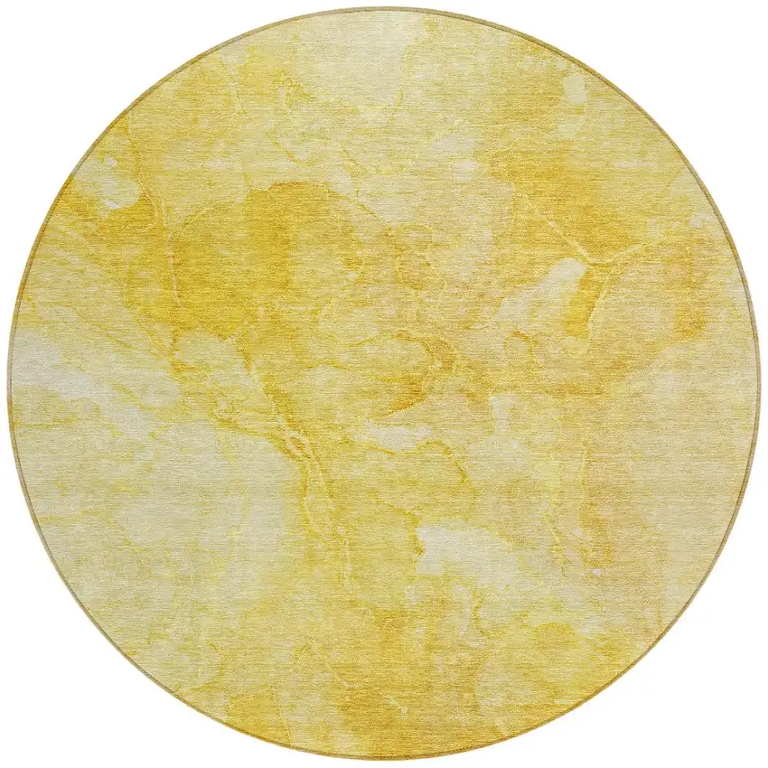 8' Gold And Yellow Round Nautical Washable Indoor Outdoor Area Rug Photo 5