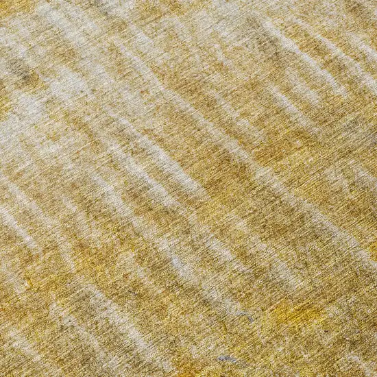 8' Gold Beige And Gray Round Abstract Washable Indoor Outdoor Area Rug Photo 9