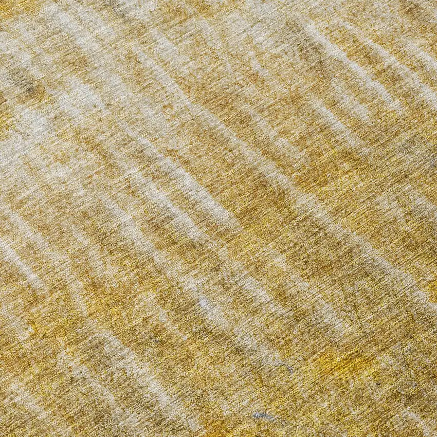 8' Gold Beige And Gray Round Abstract Washable Indoor Outdoor Area Rug Photo 9