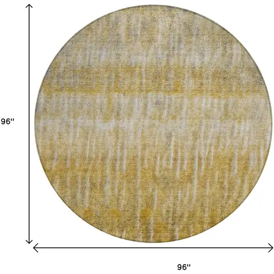 8' Gold Beige And Gray Round Abstract Washable Indoor Outdoor Area Rug Photo 3