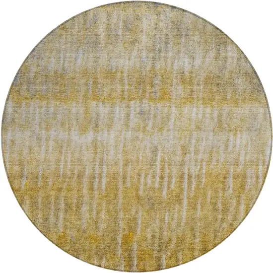 8' Gold Beige And Gray Round Abstract Washable Indoor Outdoor Area Rug Photo 2