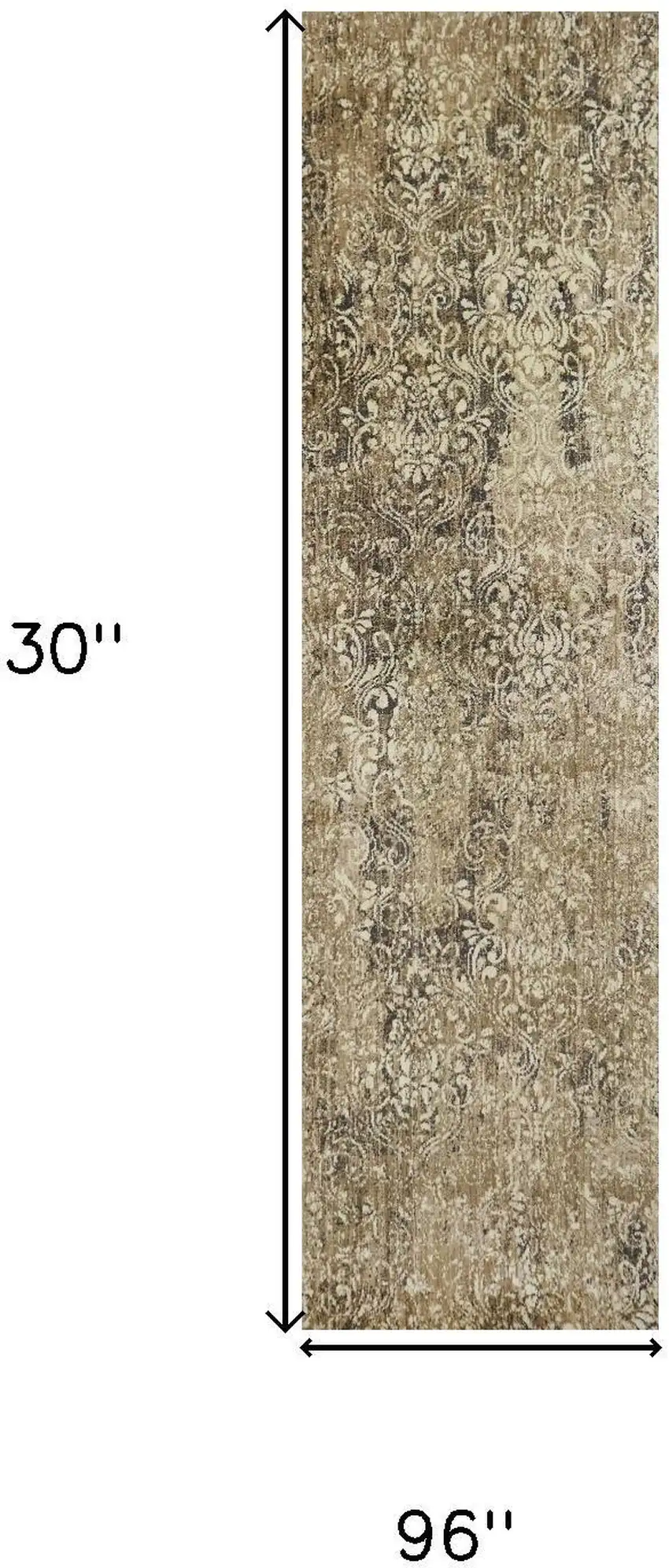 8' Gold Beige And Ivory New Zealand Lambs Wool Damask Hand Carved Handmade Area Rug Photo 6