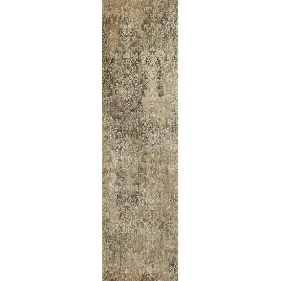 8' Gold Beige And Ivory New Zealand Lambs Wool Damask Hand Carved Handmade Area Rug Photo 1