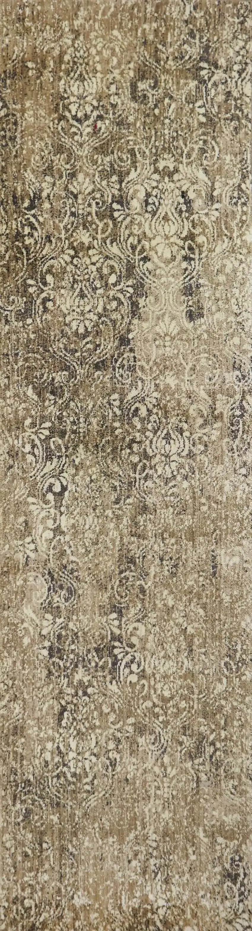 8' Gold Beige And Ivory New Zealand Lambs Wool Damask Hand Carved Handmade Area Rug Photo 1
