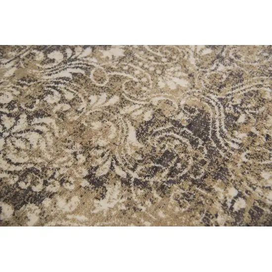 8' Gold Beige And Ivory New Zealand Lambs Wool Damask Hand Carved Handmade Area Rug Photo 5