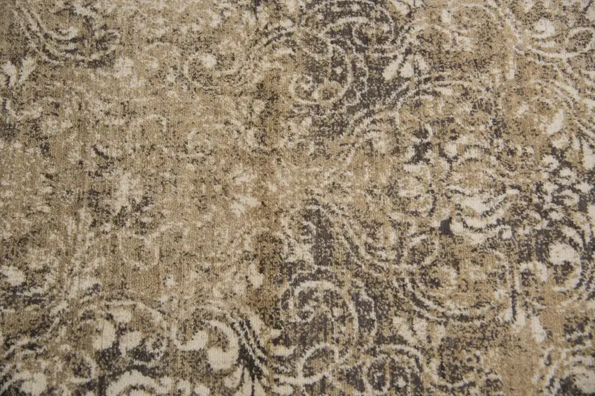 10' Gold Beige And Ivory New Zealand Lambs Wool Damask Hand Carved Handmade Area Rug Photo 2