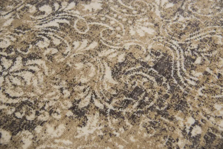 10' Gold Beige And Ivory New Zealand Lambs Wool Damask Hand Carved Handmade Area Rug Photo 5