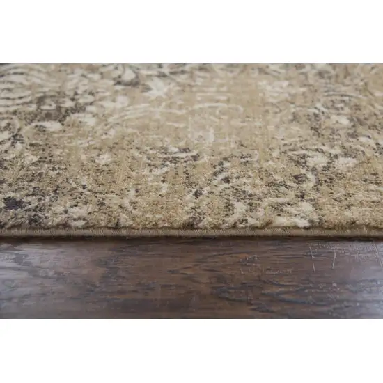 10' Gold Beige And Ivory New Zealand Lambs Wool Damask Hand Carved Handmade Area Rug Photo 3