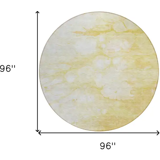 8' Gold Beige And Ivory Round Abstract Washable Indoor Outdoor Area Rug Photo 8
