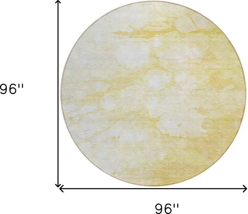 8' Gold Beige And Ivory Round Abstract Washable Indoor Outdoor Area Rug Photo 8