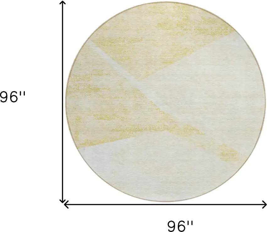8' Gold Beige And Ivory Round Abstract Washable Indoor Outdoor Area Rug Photo 3