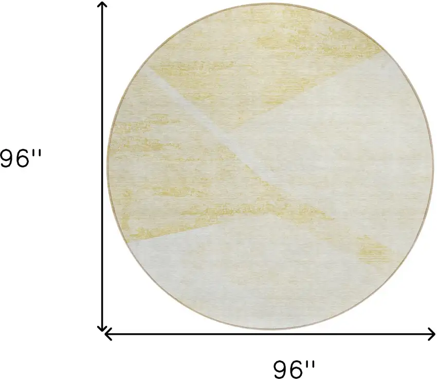 8' Gold Beige And Ivory Round Abstract Washable Indoor Outdoor Area Rug Photo 3
