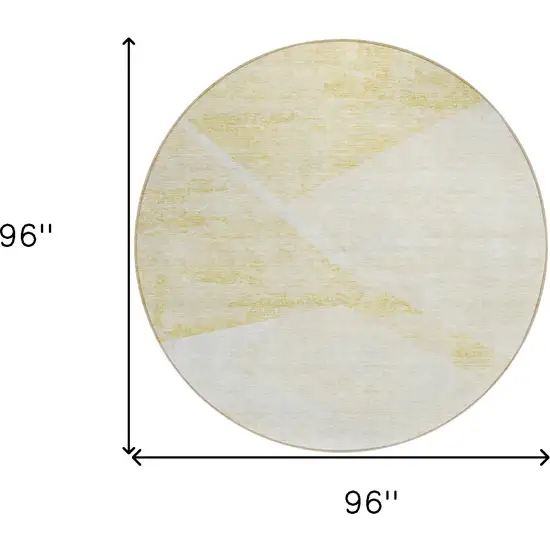 8' Gold Beige And Ivory Round Abstract Washable Indoor Outdoor Area Rug Photo 3