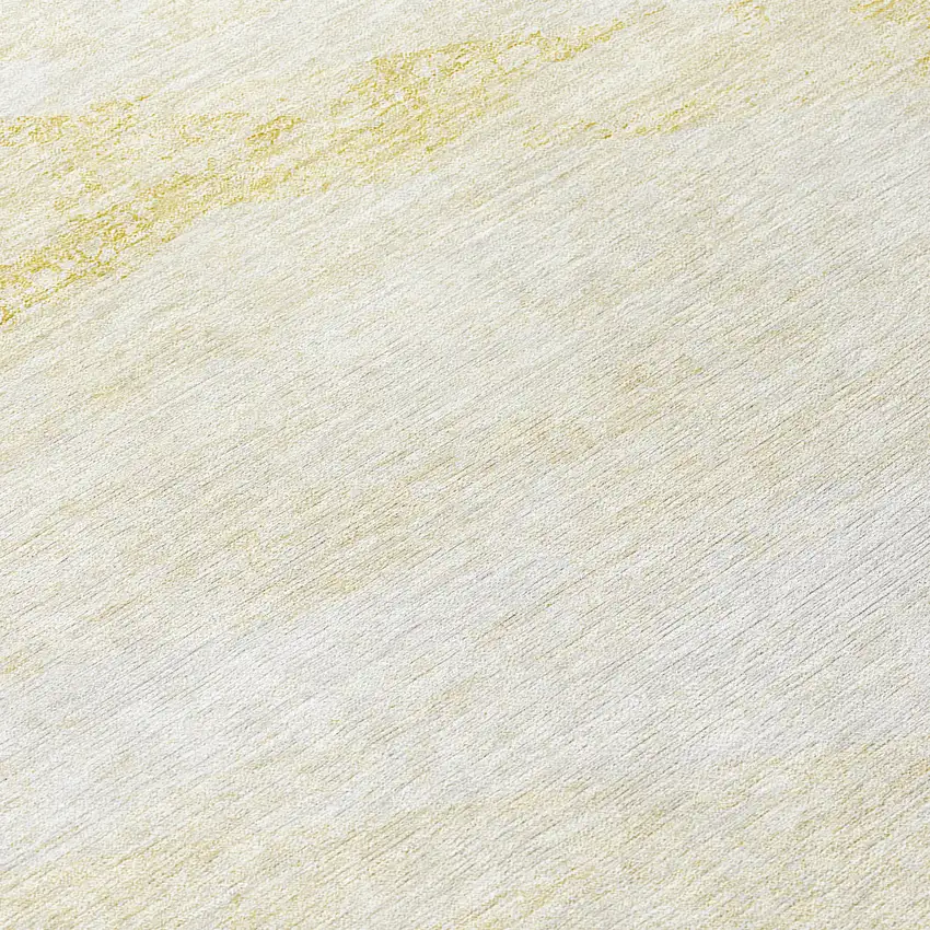 8' Gold Beige And Ivory Round Abstract Washable Indoor Outdoor Area Rug Photo 8
