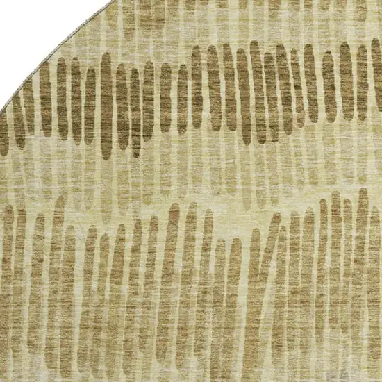 8' Gold Beige And Rust Striped Washable Round Rug With UV Protection Photo 3