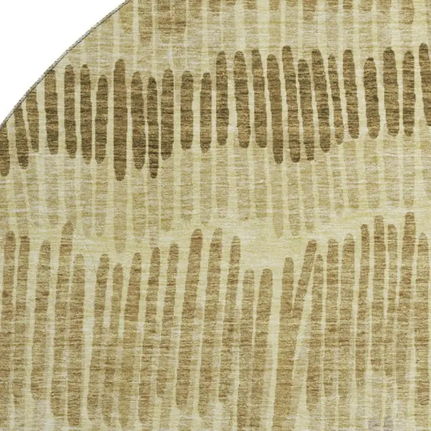 8' Gold Beige And Rust Striped Washable Round Rug With UV Protection Photo 3