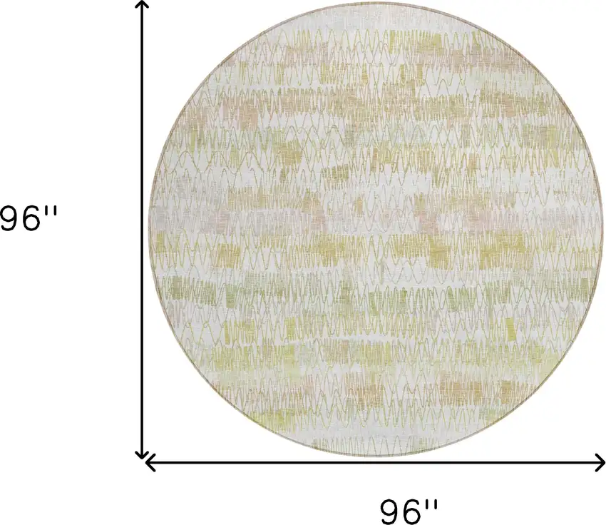 8' Gold Beige And Tan Round Striped Washable Indoor Outdoor Area Rug Photo 3