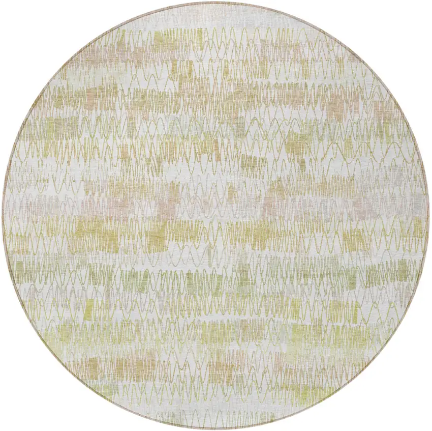8' Gold Beige And Tan Round Striped Washable Indoor Outdoor Area Rug Photo 5