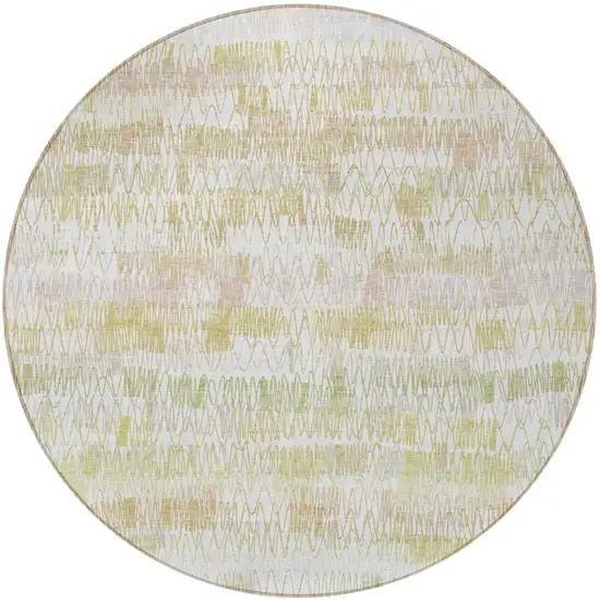8' Gold Beige And Tan Round Striped Washable Indoor Outdoor Area Rug Photo 5