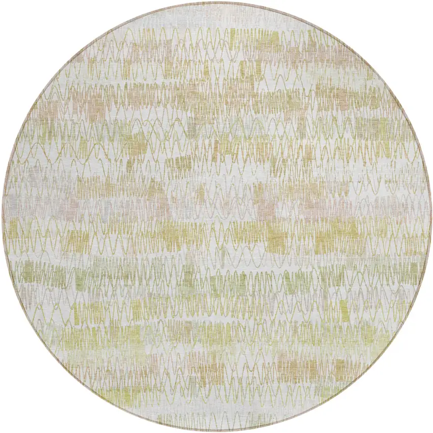 8' Gold Beige And Tan Round Striped Washable Indoor Outdoor Area Rug Photo 2