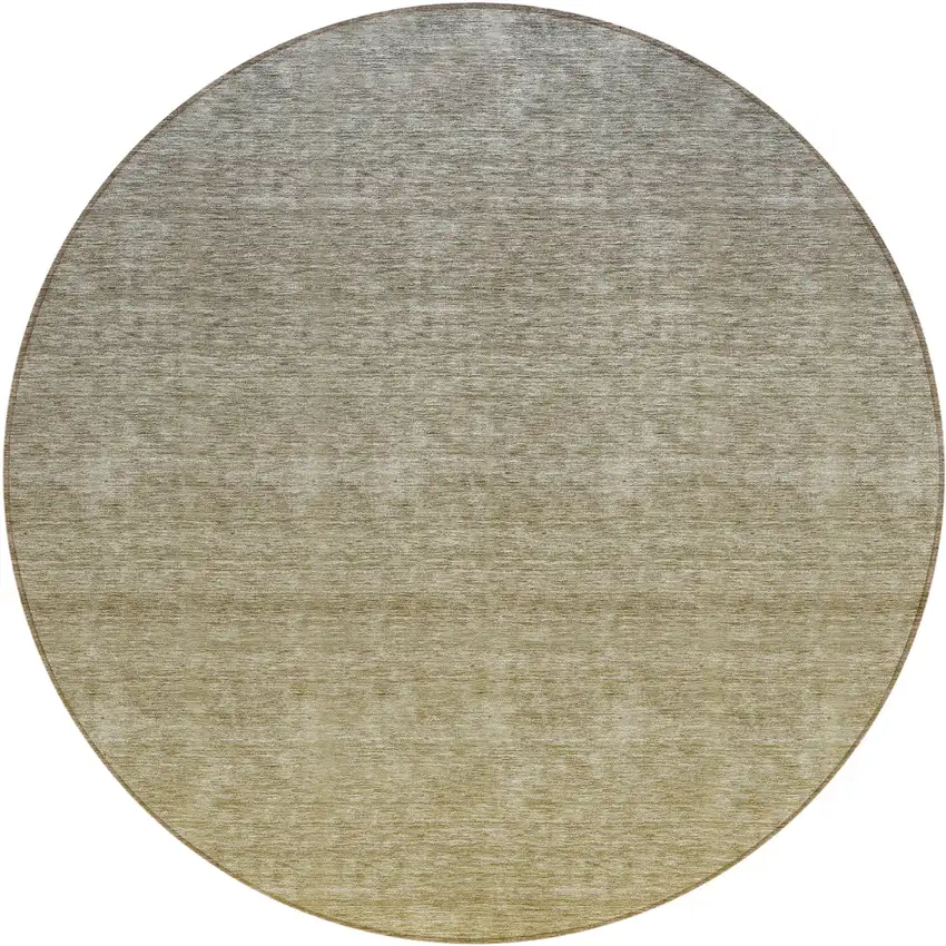 8' Gold Beige And Taupe Round Ombre Washable Indoor Outdoor Area Rug Photo 2
