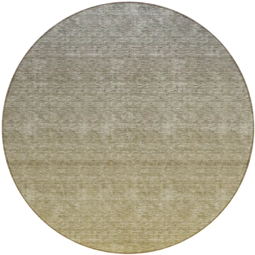 8' Gold Beige And Taupe Round Ombre Washable Indoor Outdoor Area Rug Photo 2