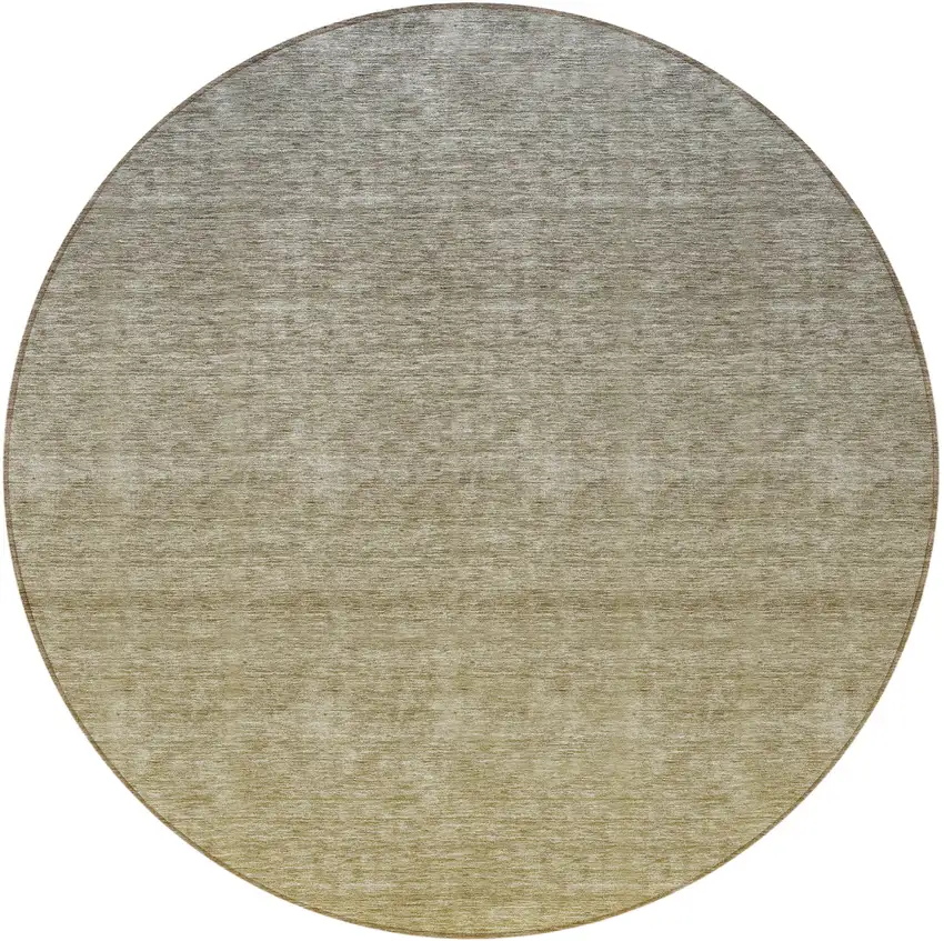 8' Gold Beige And Taupe Round Ombre Washable Indoor Outdoor Area Rug Photo 5