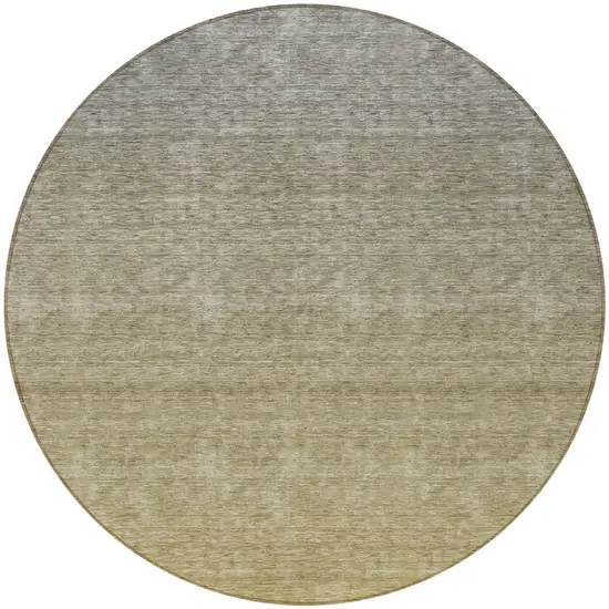 8' Gold Beige And Taupe Round Ombre Washable Indoor Outdoor Area Rug Photo 5