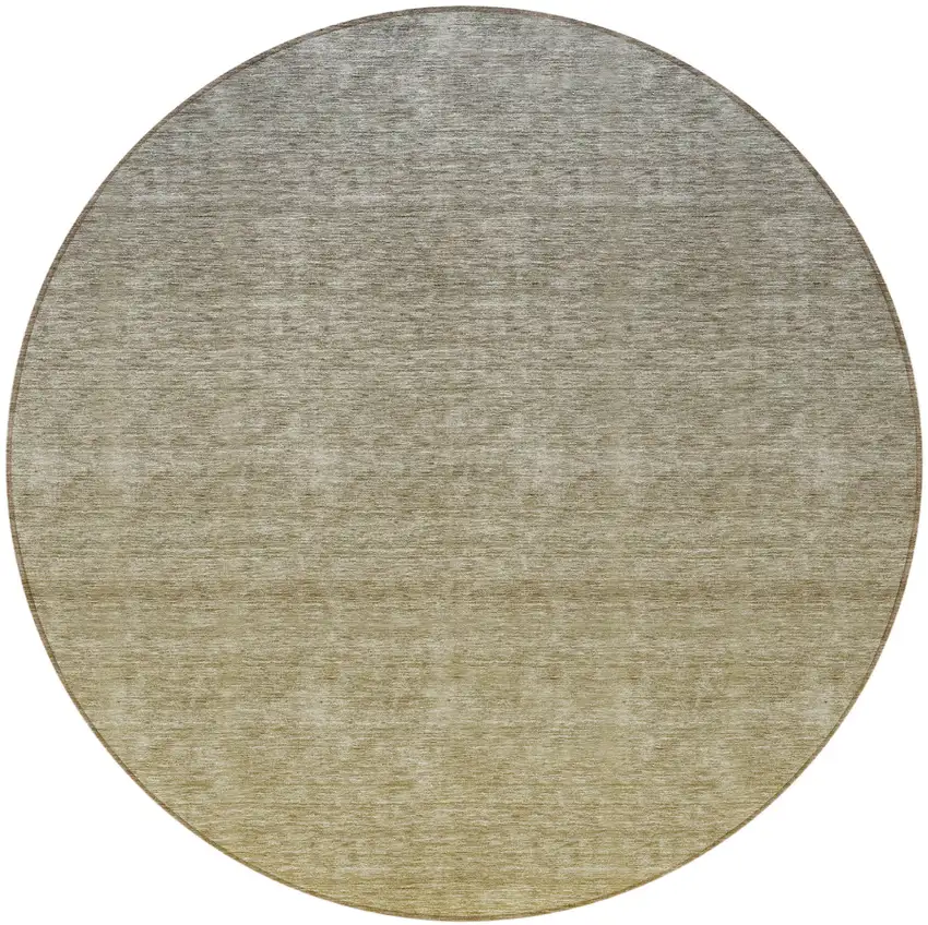 8' Gold Beige And Taupe Round Ombre Washable Indoor Outdoor Area Rug Photo 5