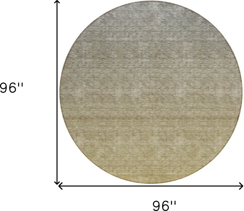 8' Gold Beige And Taupe Round Ombre Washable Indoor Outdoor Area Rug Photo 3