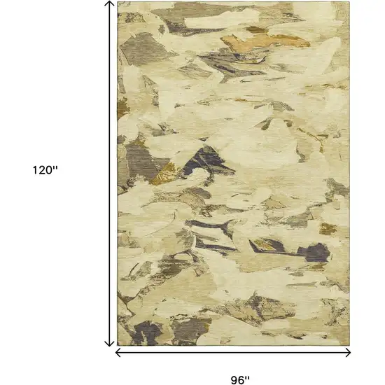 8' Gold Beige And Wheat Abstract Washable Area Rug With UV Protection Photo 9