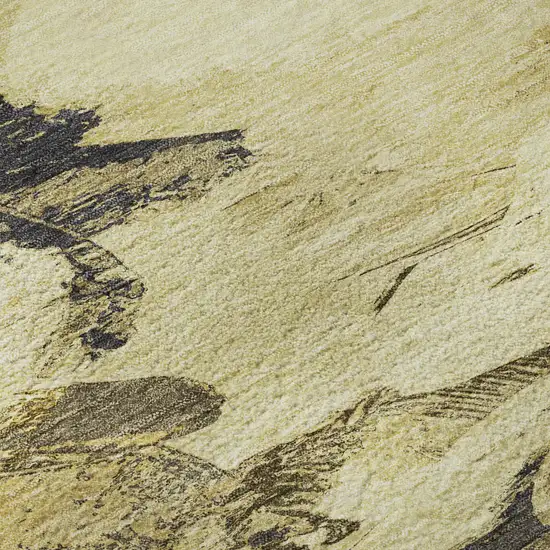 8' Gold Beige And Wheat Abstract Washable Area Rug With UV Protection Photo 8