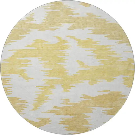8' Gold Beige And Wheat Abstract Washable Round Rug With UV Protection Photo 3