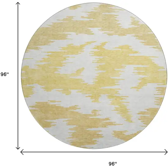 8' Gold Beige And Wheat Abstract Washable Round Rug With UV Protection Photo 9
