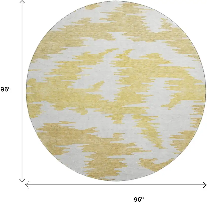 8' Gold Beige And Wheat Abstract Washable Round Rug With UV Protection Photo 9
