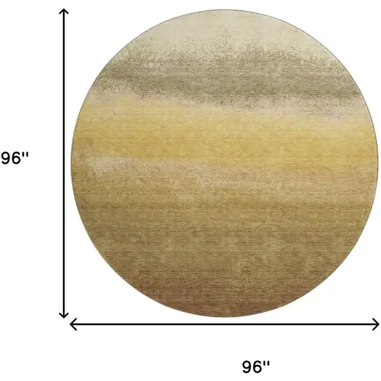 8' Gold Beige And Wheat Ombre Washable Round Rug With UV Protection Photo 9